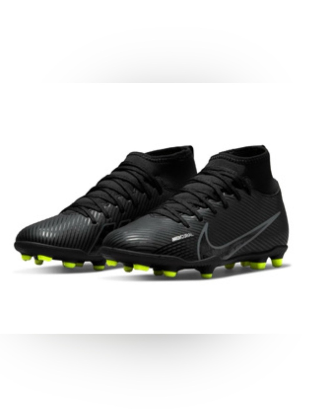 Nike Youth Mercurial Superfly 9 Club FG Shoes (Black/White/Volt) size 5.5
